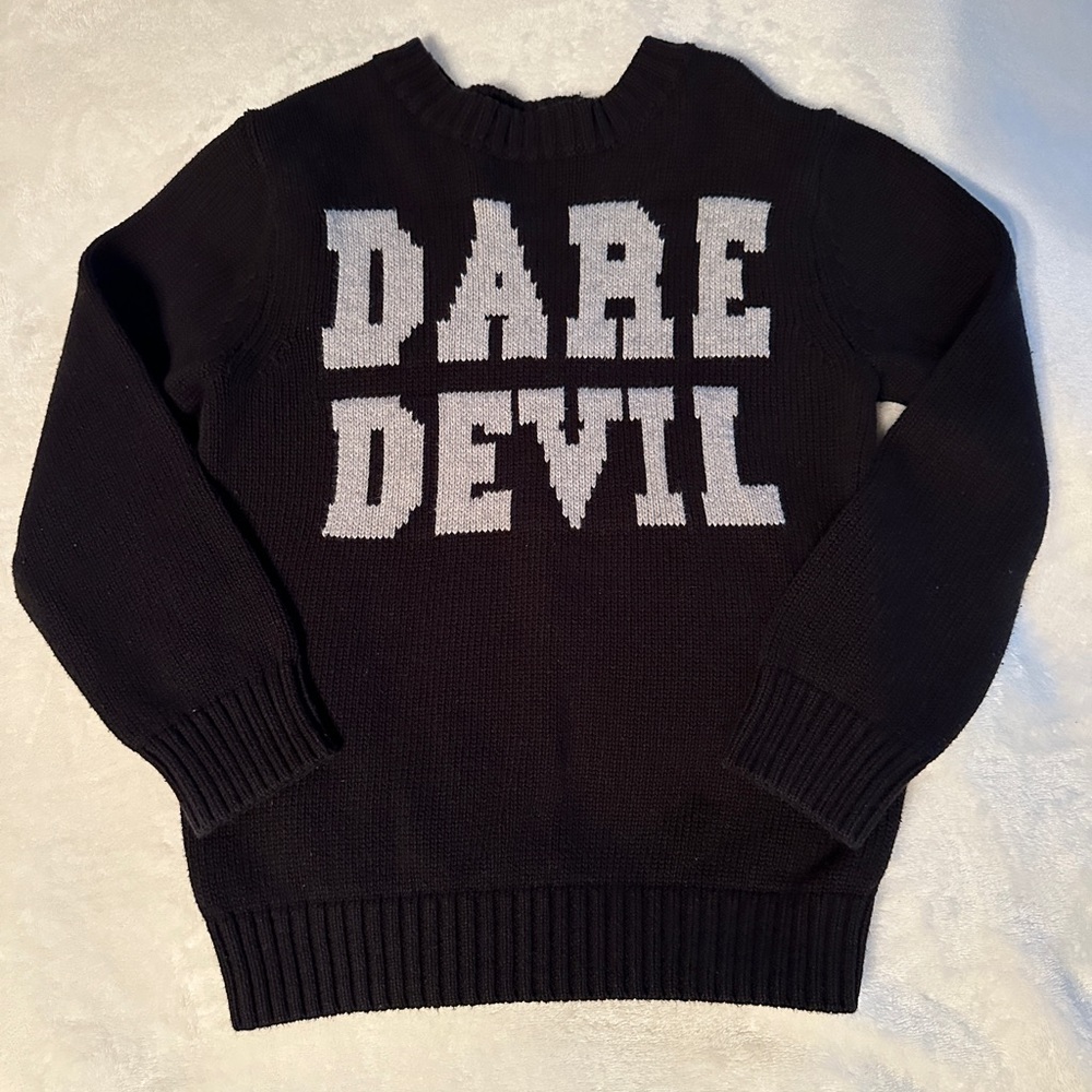 Gymboree Boys Sweater XS(4) in Black with Grey “DARE DEVIL”
